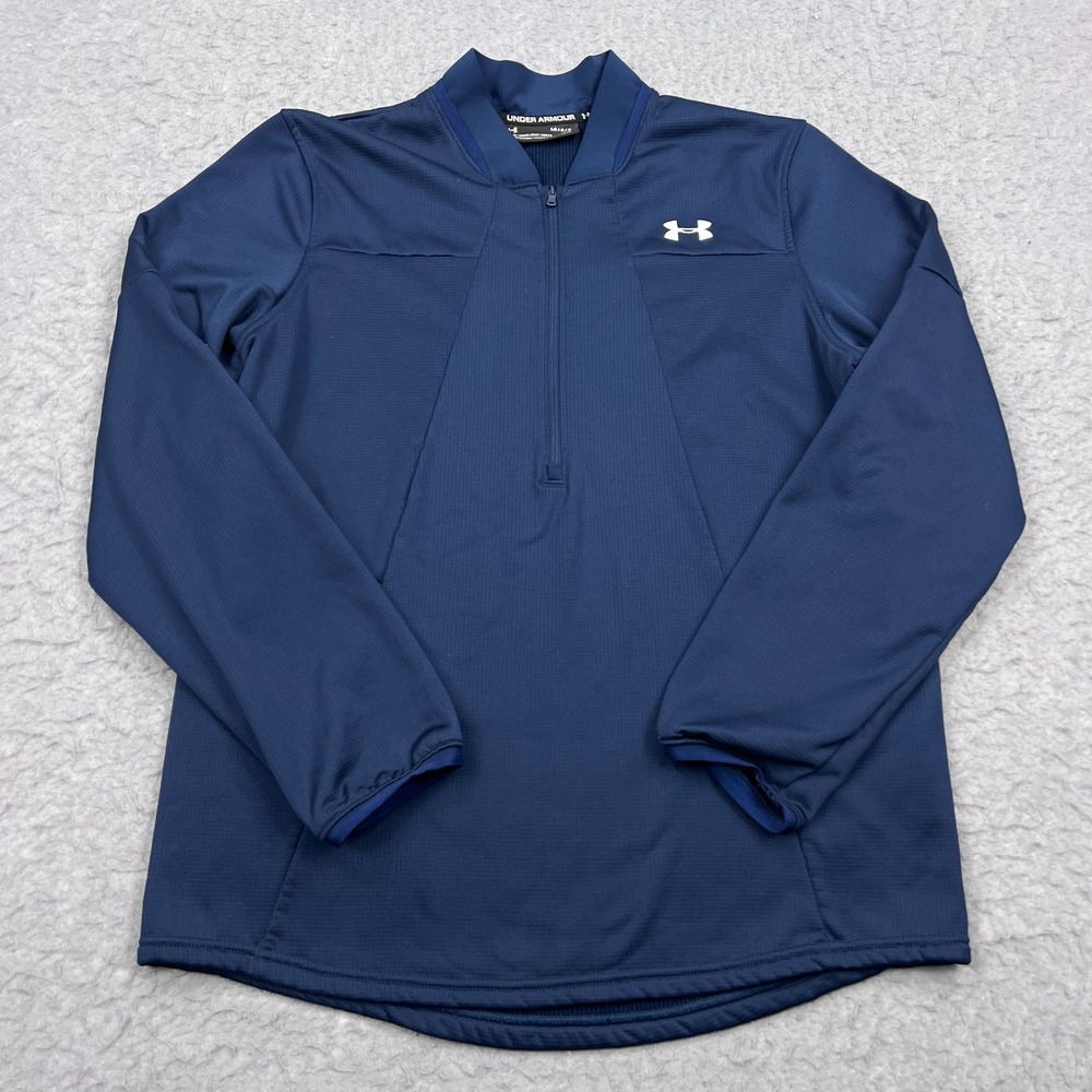 Under Armour 1/2 Zip Pullover Men's Large Blue Coldgear Loose Long Sleeve Fleece